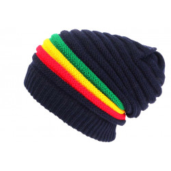 Bonnet Rasta Bleu Marine Look Jamaïque Fashion Wesh en Laine BONNETS Nyls Création