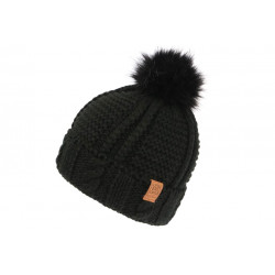 Bonnet Von Dutch Pompon Fourrure Noire Laine Idea BONNETS VON DUTCH