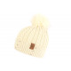 Bonnet Von Dutch Pompon Beige Fourrure et Perles Head BONNETS VON DUTCH