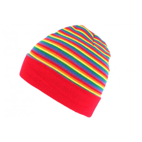 Bonnet Court Rouge Bleu et Jaune Fashion Multicolore Dutty BONNETS Nyls Création