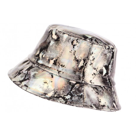 Chapeau Bob de Pluie Argent et Serpent Noir Original Fashion Pytum CHAPEAUX Nyls Création