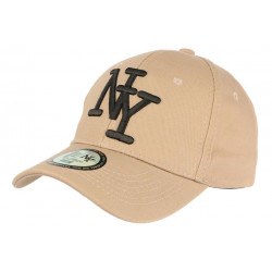 Casquette NY Marron Clair et Noire Tendance Visiere Baseball Stazky CASQUETTES Hip Hop Honour