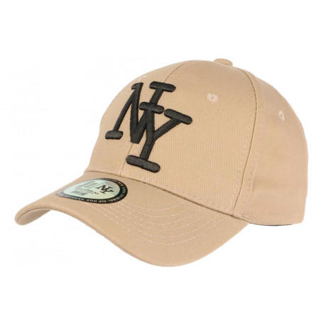 Casquette NY Marron Clair et Noire Tendance Visiere Baseball Stazky CASQUETTES Hip Hop Honour