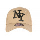 Casquette NY Marron Clair et Noire Tendance Visiere Baseball Stazky CASQUETTES Hip Hop Honour