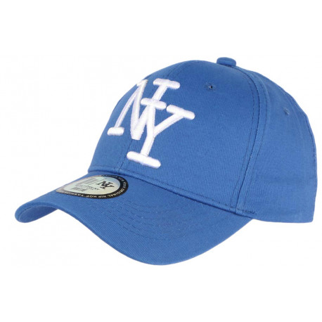 Casquette Enfant Bleue et Blanche NY Baseball Wazzy de 7 à 11 ans Casquette Enfant Hip Hop Honour