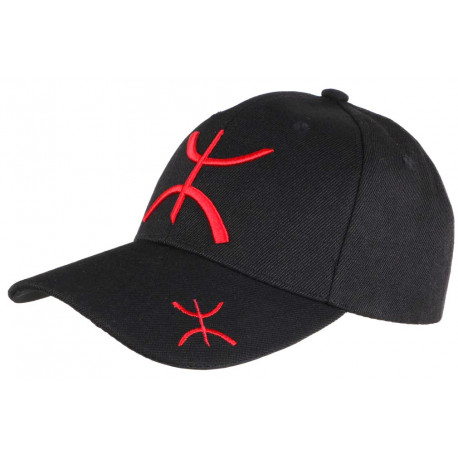 Casquette Berbere Rouge et Noire Yaz Amazigh CASQUETTES PAYS