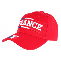 Casquette France Rouge Deux Etoiles Drapeau Tricolore Bleu Blanc Rouge CASQUETTES PAYS