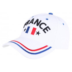 Casquette Deux Etoiles France Blanche Drapeau Tricolore CASQUETTES PAYS