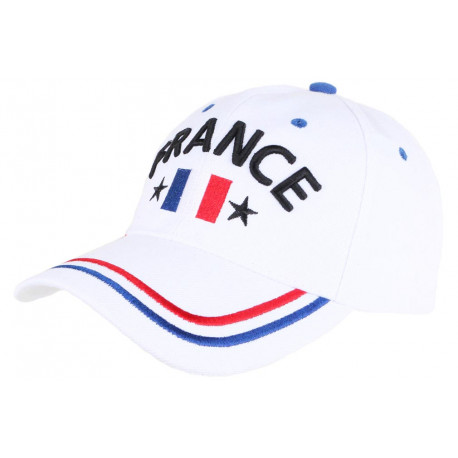 Casquette Deux Etoiles France Blanche Drapeau Tricolore CASQUETTES PAYS