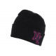 Bonnet NY Noir et Rose en Laine Broderie 3D Fashion Farzy BONNETS Hip Hop Honour