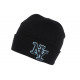 Bonnet NY Noir et Bleu Ciel en Laine Broderie 3D Fashion Farzy BONNETS Hip Hop Honour