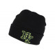 Bonnet NY Enfant Noir et Jaune Fluo en Laine Douce Newy de 7 a 12 ans Bonnet Enfant Hip Hop Honour