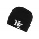 Bonnet New York Noir et Blanc en Laine Tendance et Chaude Nevy BONNETS Hip Hop Honour