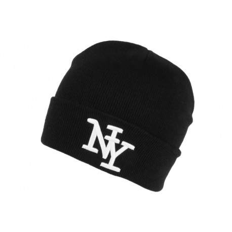 Bonnet New York Noir et Blanc en Laine Tendance et Chaude Nevy BONNETS Hip Hop Honour