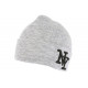 Bonnet New York Gris et Noir à Revers Fashion en Laine Douce Nevy BONNETS Hip Hop Honour