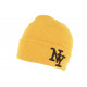 Bonnet New York Jaune et Noir à Revers Fashion en Laine Douce Nevy BONNETS Hip Hop Honour