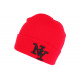 Bonnet New York Rouge et Noir à Revers Fashion en Laine Douce Nevy BONNETS Hip Hop Honour