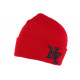 Bonnet New York Rouge Bordeaux à Revers Tendance en Laine Douce Nevy BONNETS Hip Hop Honour