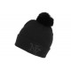 Bonnet Pompon Fourrure NY Noir en Laine Look Tendance Katzy BONNETS Hip Hop Honour