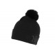 Bonnet Pompon Fourrure NY Noir en Laine Look Tendance Katzy BONNETS Hip Hop Honour