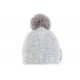 Bonnet Pompon NY Gris et Noir en Laine Look Tendance Katzy BONNETS Hip Hop Honour