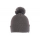 Bonnet Pompon NY Gris Foncé et Noir en Laine Look Tendance Katzy BONNETS Hip Hop Honour