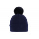 Bonnet Pompon NY Bleu Marine et Noir en Laine Look Fashion Katzy BONNETS Hip Hop Honour