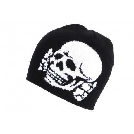 Bonnet Tete de Mort Noir Crane Blanc en Laine Fashion ANCIENNES COLLECTIONS divers