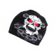 Bonnet Biker Tete de Mort Rouge et Noir en Laine Motard Fashion BONNETS Nyls Création