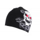 Bonnet Biker Tete de Mort Rouge et Noir en Laine Motard Fashion BONNETS Nyls Création