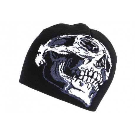 Bonnet Motard Tete de Mort Noir et Blanc Laine Biker Fashion ANCIENNES COLLECTIONS divers