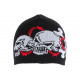 Bonnet Tete de Mort Gris et Rouge Laine Look Biker Fashion BONNETS Nyls Création