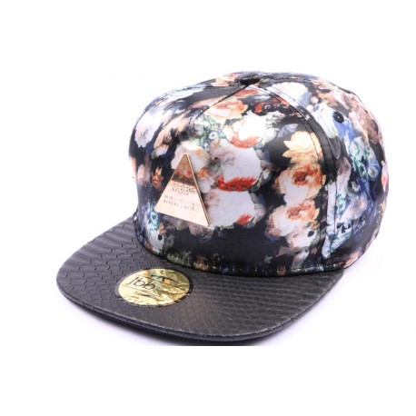 Casquette Snapback JBB couture noir avec déco florale ANCIENNES COLLECTIONS divers