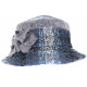 Beret Chapeau Femme Laine Bleue et Grise Retro Bonnet Hiver Lyara CHAPEAUX Léon montane