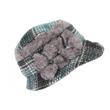 Beret Chapeau Femme Vert et Grise Retro Bonnet Feutre Hiver Lyara CHAPEAUX Léon montane