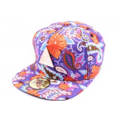 Casquette Snapback JBB couture Violet et imprimé orange ANCIENNES COLLECTIONS divers