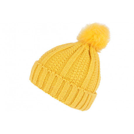 Bonnet Pompon Jaune Tendance Laine et Fourrure Doublure Polaire Nock BONNETS Léon montane