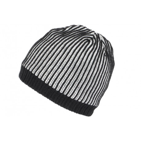 Bonnet Noir et Blanc Fantaisie en Laine Homme et Femme Doublure Polaire Lorny ANCIENNES COLLECTIONS divers