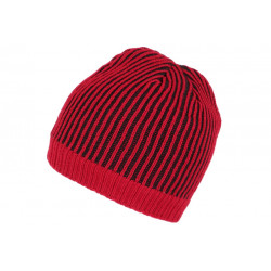 Bonnet Rouge et Noir Fantaisie en Laine Homme et Femme Doublure Polaire Lorny BONNETS Nyls Création