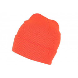 Bonnet Orange Fluo en Laine Fashion et Chaud avec Revers Eric BONNETS Nyls Création