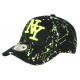 Casquette NY Jaune Fluo et Noire Style Tags Streetwear Baseball Paynter CASQUETTES Hip Hop Honour