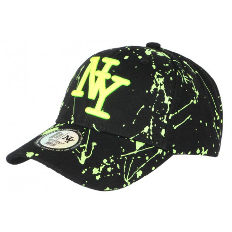 Casquette NY Jaune Fluo et Noire Style Tags Streetwear Baseball Paynter CASQUETTES Hip Hop Honour