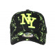 Casquette NY Jaune Fluo et Noire Style Tags Streetwear Baseball Paynter CASQUETTES Hip Hop Honour