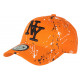 Casquette NY Orange Noire et Blanche look Tags Streetwear Baseball Paynter CASQUETTES Hip Hop Honour