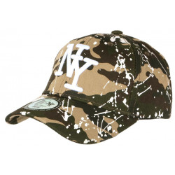 Casquette NY Camouflage Verte et Blanche look Tags Streetwear Baseball Paynter CASQUETTES Hip Hop Honour