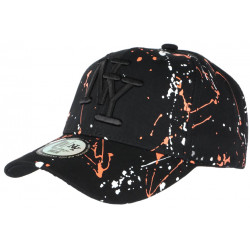 Casquette NY Orange Blanche et Noire style Tags Streetwear Baseball Paynter CASQUETTES Hip Hop Honour