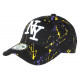 Casquette NY Violette Jaune et Noire Look Original Tags Streetwear Baseball Paynter CASQUETTES Hip Hop Honour