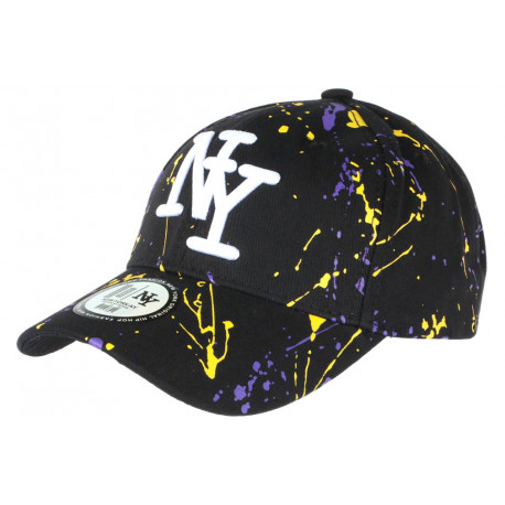 Casquette NY Violette Jaune et Noire Look Original Tags Streetwear Baseball Paynter CASQUETTES Hip Hop Honour