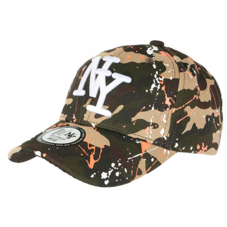 Casquette NY Militaire Orange et Blanche look Tags Streetwear Baseball Paynter ANCIENNES COLLECTIONS divers
