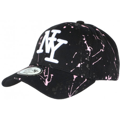 Casquette NY Rose et Noire Mode Originale Tags Streetwear Baseball Paynter ANCIENNES COLLECTIONS divers